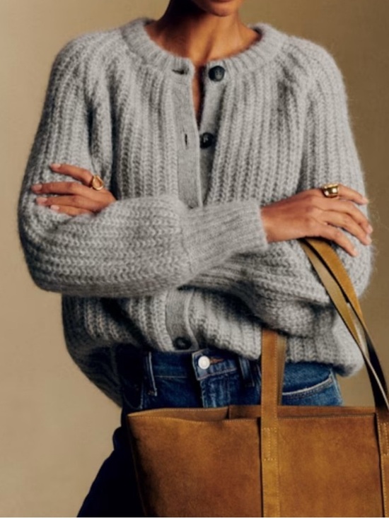 Sezane Sweaters - Sezane Emile Cardigan Mottled Grey Alpaca Wool Button Sweater Size M NWT